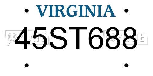 45ST688 Virginia License Plate