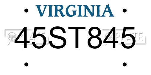 45ST845 Virginia License Plate