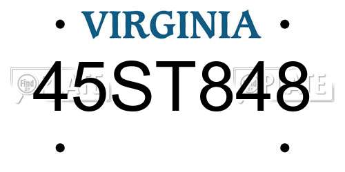 45ST848 Virginia License Plate