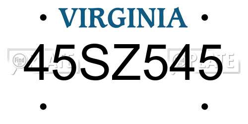 45SZ545 Virginia License Plate