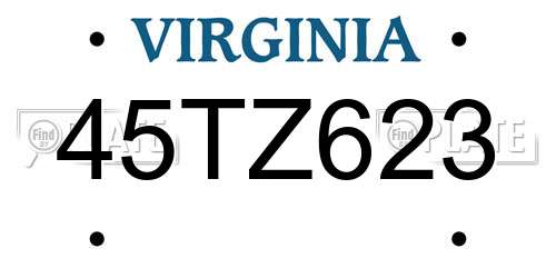 45TZ623 Virginia License Plate