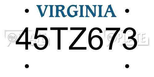 45TZ673 Virginia License Plate