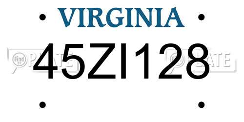 45ZI128 Virginia License Plate