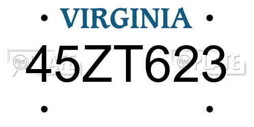 45ZT623 Virginia License Plate