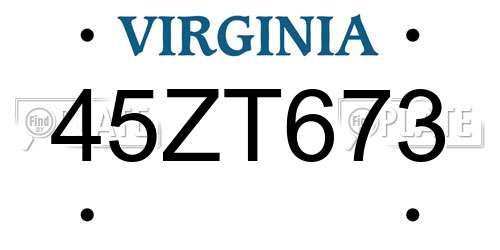 45ZT673 Virginia License Plate