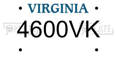 4600VK Virginia License Plate