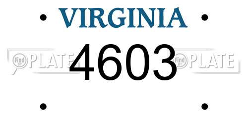 4603 Virginia License Plate
