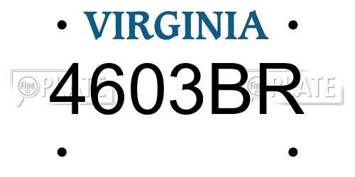 4603BR Virginia License Plate