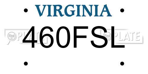 460FSL Virginia License Plate