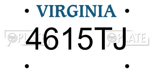 4615TJ Virginia License Plate