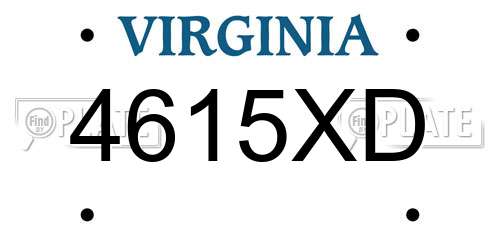 4615XD Virginia License Plate
