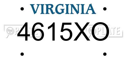 4615XO Virginia License Plate