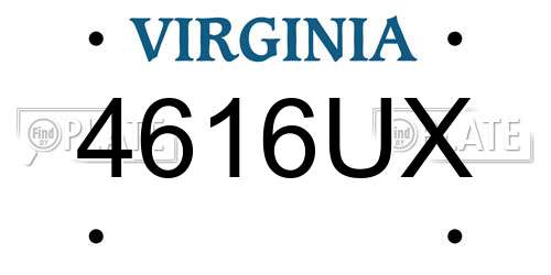 4616UX Virginia License Plate