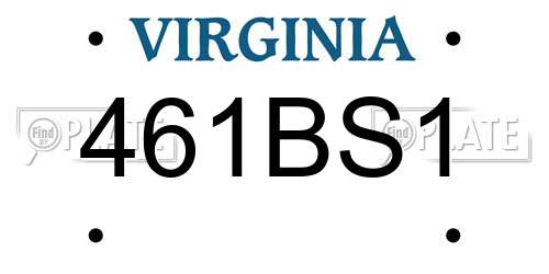 461BS1 Virginia License Plate