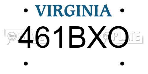 461BXO Virginia License Plate