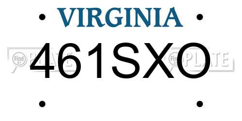 461SXO Virginia License Plate