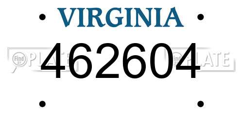 462604 Virginia License Plate