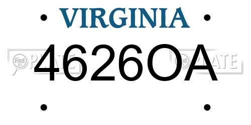 4626OA Virginia License Plate