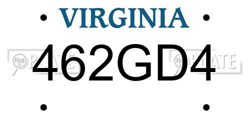 462GD4 Virginia License Plate