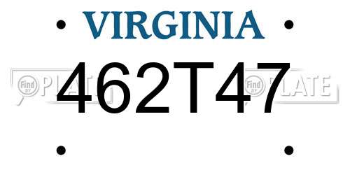 462T47 Virginia License Plate