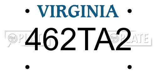 462TA2 Virginia License Plate
