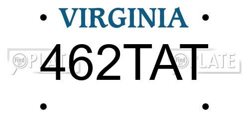 462TAT Virginia License Plate