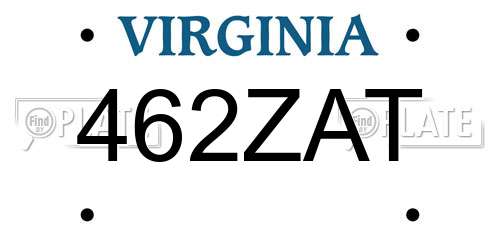 462ZAT Virginia License Plate