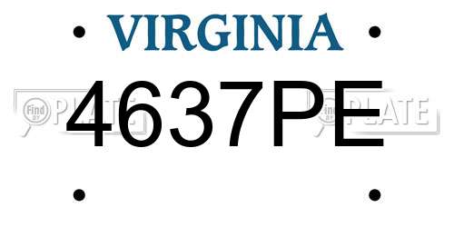 4637PE Virginia License Plate