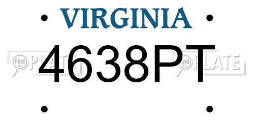 4638PT Virginia License Plate