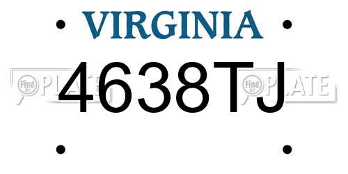 4638TJ Virginia License Plate