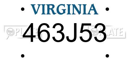 463J53 Virginia License Plate