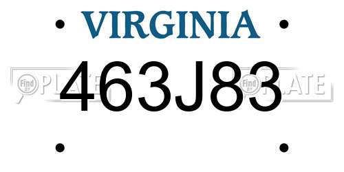 463J83 Virginia License Plate