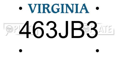463JB3 Virginia License Plate