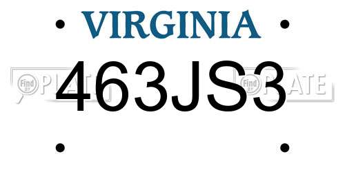 463JS3 Virginia License Plate