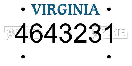 4643231 Virginia License Plate