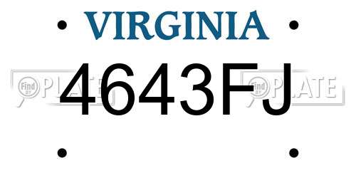 4643FJ Virginia License Plate