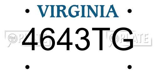 4643TG Virginia License Plate