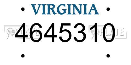 4645310 Virginia License Plate