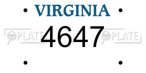 4647 Virginia License Plate