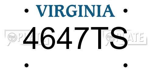 4647TS Virginia License Plate