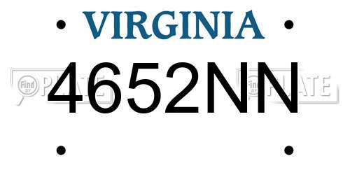 4652NN Virginia License Plate
