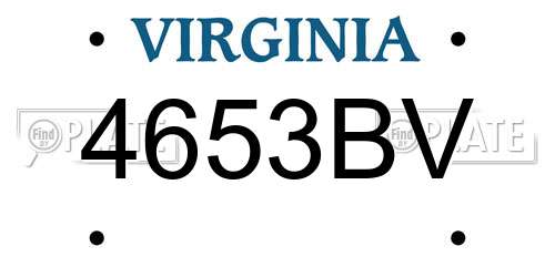 4653BV Virginia License Plate