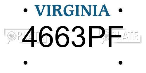 4663PF Virginia License Plate