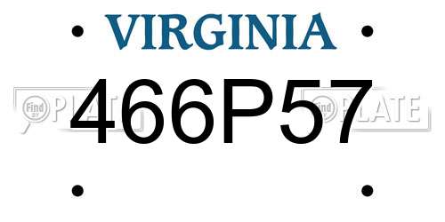 466P57 Virginia License Plate