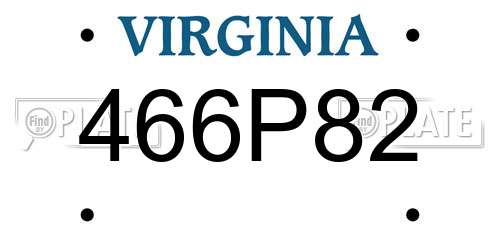 466P82 Virginia License Plate