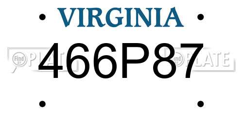 466P87 Virginia License Plate