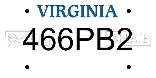 466PB2 Virginia License Plate