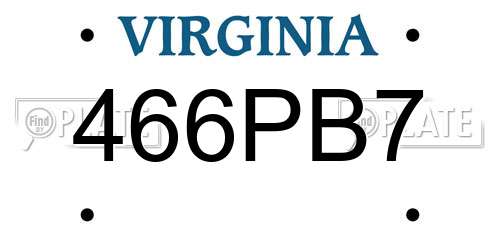 466PB7 Virginia License Plate