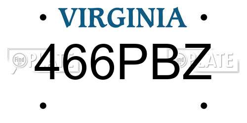 466PBZ Virginia License Plate
