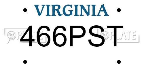 466PST Virginia License Plate